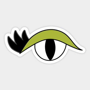 Cute Cartoon Eye with lashes and green lid Sticker